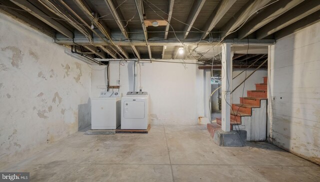 basement with independent washer and dryer