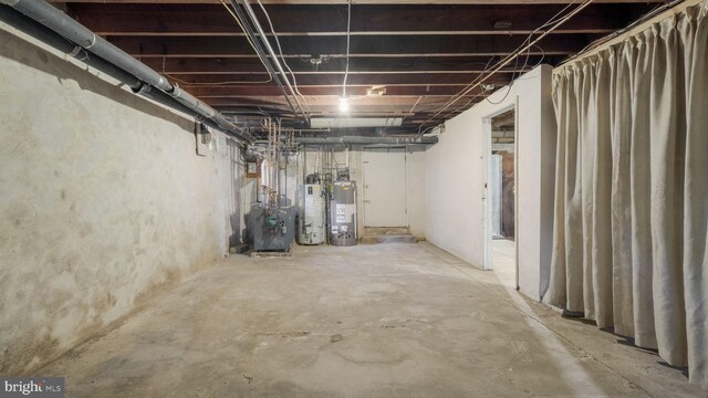 basement with water heater