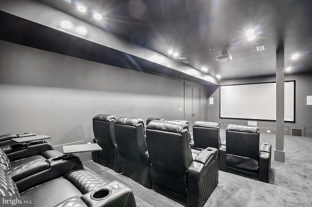 view of carpeted home theater room