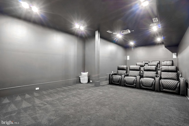 view of carpeted home theater