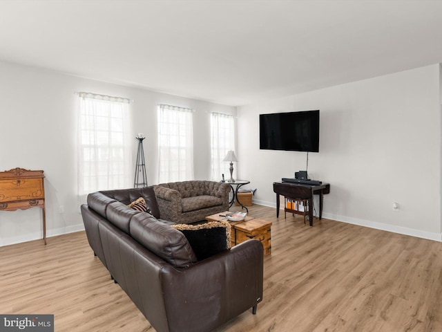 living room with light wood-type flooring