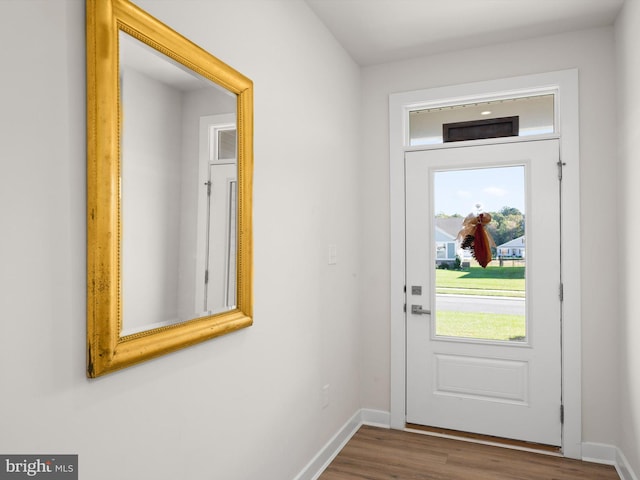 doorway to outside featuring hardwood / wood-style floors