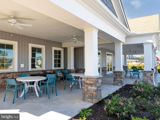 view of patio / terrace with ceiling fan