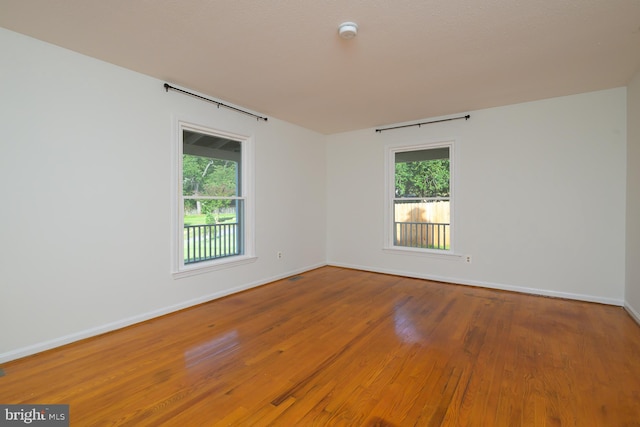 unfurnished room featuring a wealth of natural light and wood-type flooring