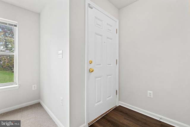 foyer featuring dark hardwood / wood-style floors