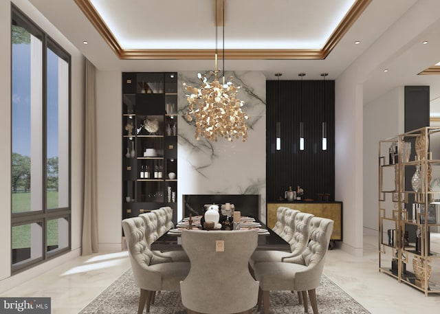 dining room featuring a raised ceiling