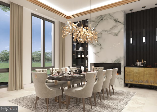 tiled dining room featuring plenty of natural light