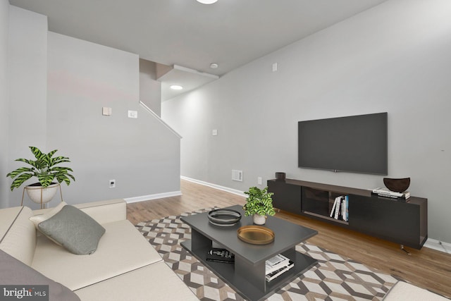 living room featuring light hardwood / wood-style flooring