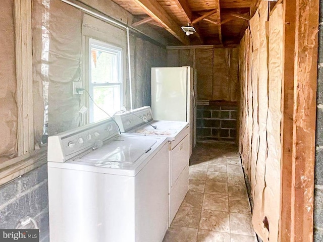 clothes washing area featuring washer and clothes dryer