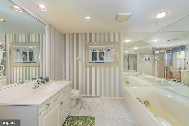 17 Kensington Sq, Mechanicsburg, PA 17050 - full bath with recessed lighting, a whirlpool tub, toilet, vanity, and a stall shower