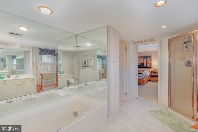 17 Kensington Sq, Mechanicsburg, PA 17050 - ensuite bathroom featuring a garden tub, ensuite bathroom, vanity, visible vents, and recessed lighting