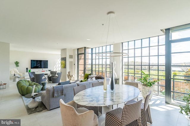 dining room with expansive windows