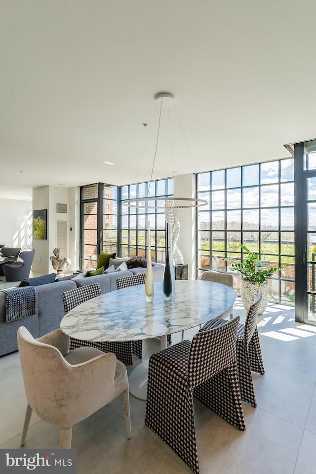 dining room featuring expansive windows and a healthy amount of sunlight