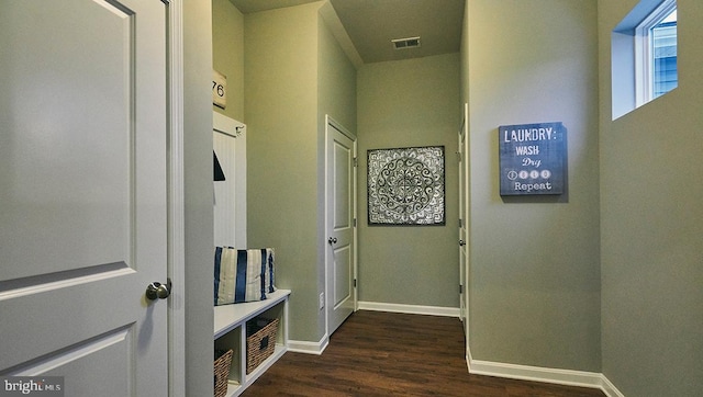 mudroom featuring dark hardwood / wood-style flooring