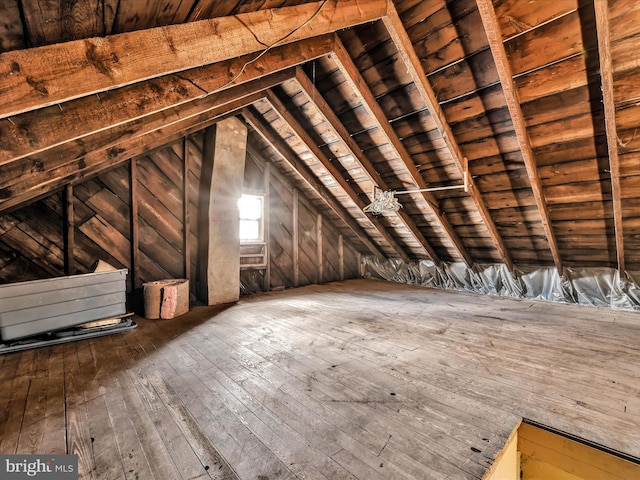 view of unfinished attic