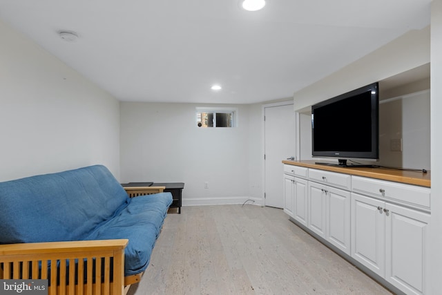 living room with light hardwood / wood-style flooring