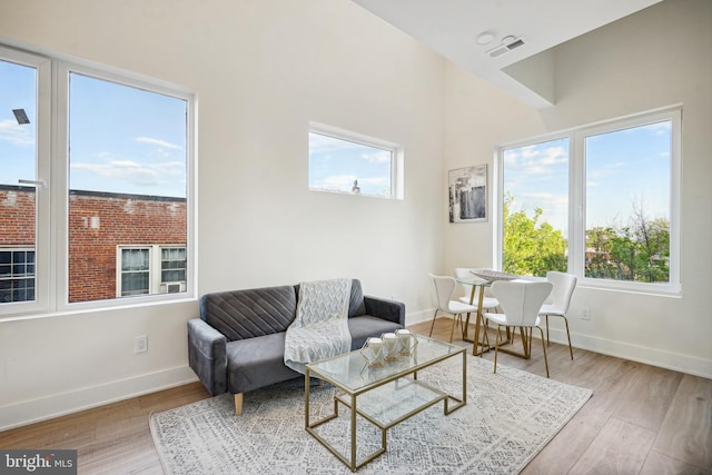 living room featuring light hardwood / wood-style flooring