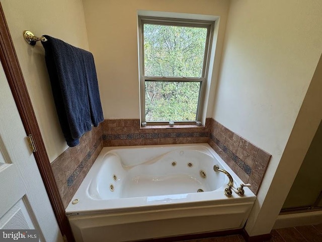 bathroom featuring a wealth of natural light and a bathing tub