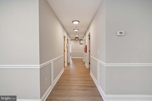 corridor featuring light wood-type flooring