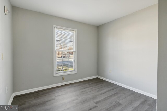 empty room with hardwood / wood-style flooring