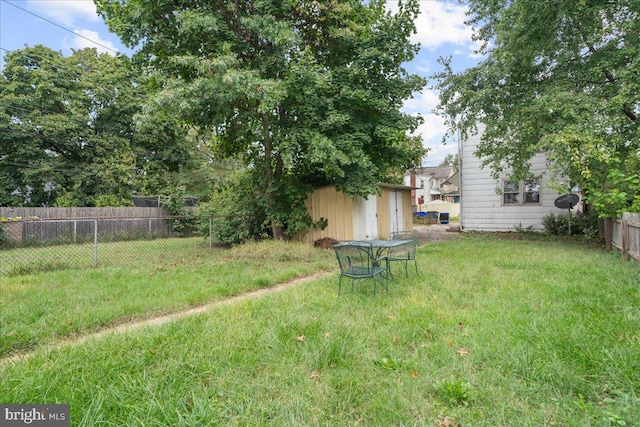 view of yard with a shed