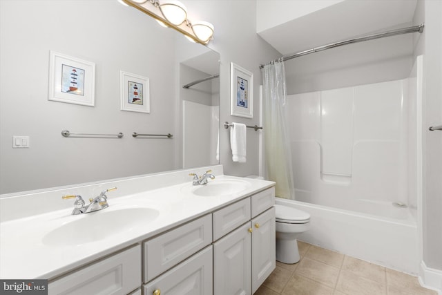 9 134th St Unit 9B, Ocean City, MD 21842 - full bath with shower / bath combination with curtain, tile patterned flooring, a sink, and double vanity