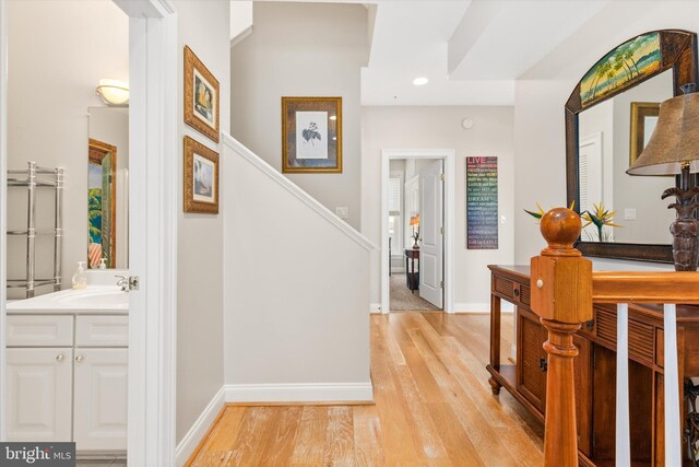 9 134th St Unit 9B, Ocean City, MD 21842 - foyer featuring light wood finished floors, baseboards, recessed lighting, and stairway