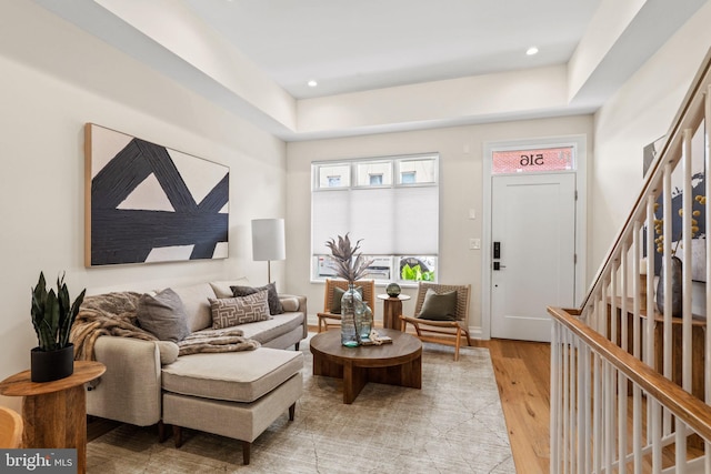 living room featuring light hardwood / wood-style flooring