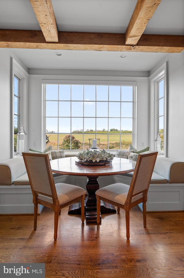 1484 W Strasburg Rd, West Chester, PA 19382 - dining space with beamed ceiling, wood finished floors, and breakfast area