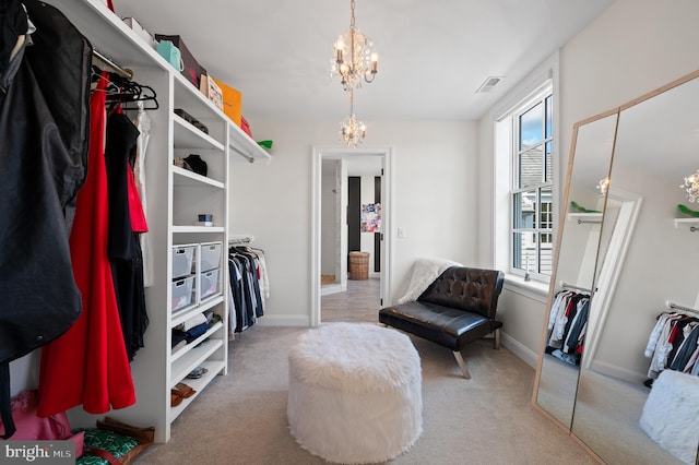 1484 W Strasburg Rd, West Chester, PA 19382 - spacious closet with visible vents, carpet flooring, and an inviting chandelier