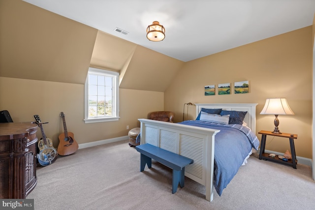 1484 W Strasburg Rd, West Chester, PA 19382 - bedroom with baseboards, lofted ceiling, visible vents, and light colored carpet