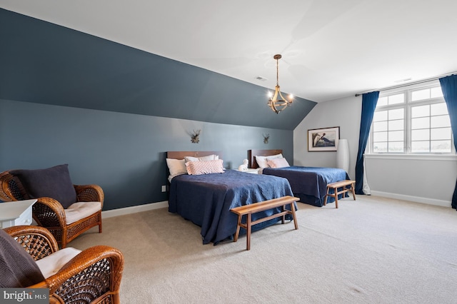 1484 W Strasburg Rd, West Chester, PA 19382 - bedroom featuring carpet, baseboards, vaulted ceiling, and visible vents
