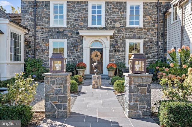 1484 W Strasburg Rd, West Chester, PA 19382 - property entrance featuring stone siding