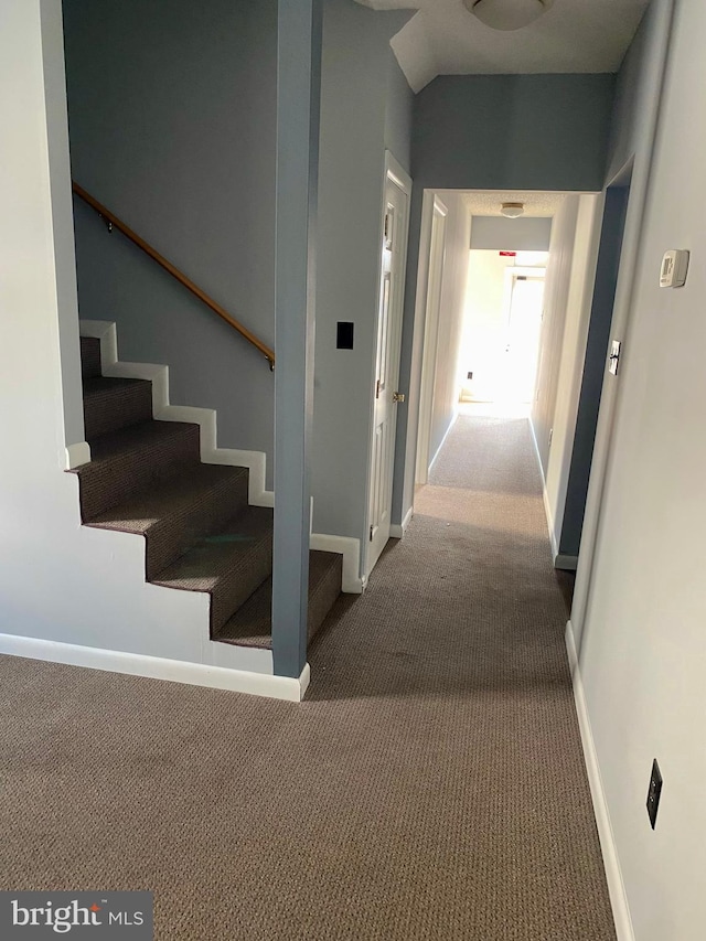 hallway featuring carpet flooring