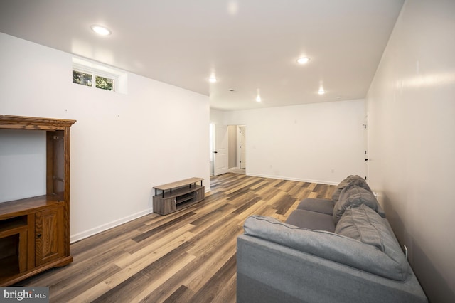 living room with hardwood / wood-style flooring