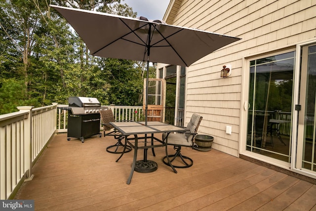 deck featuring area for grilling