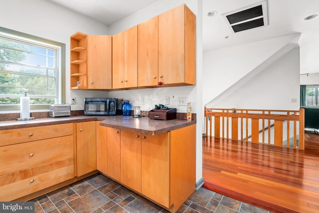 kitchen with dark hardwood / wood-style floors