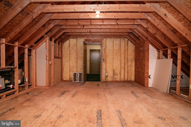 view of unfinished attic