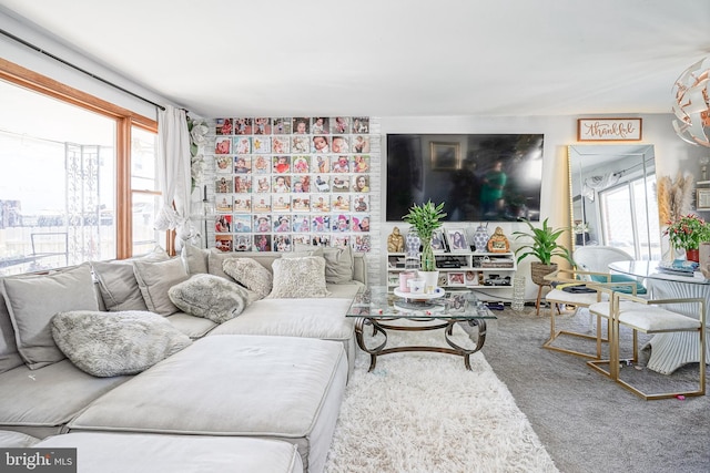 living area with carpet
