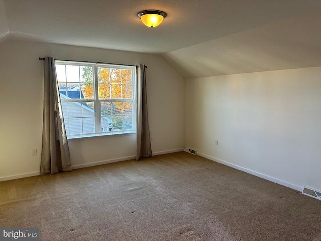 bonus room featuring carpet and vaulted ceiling