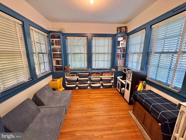 sitting room with light wood-type flooring