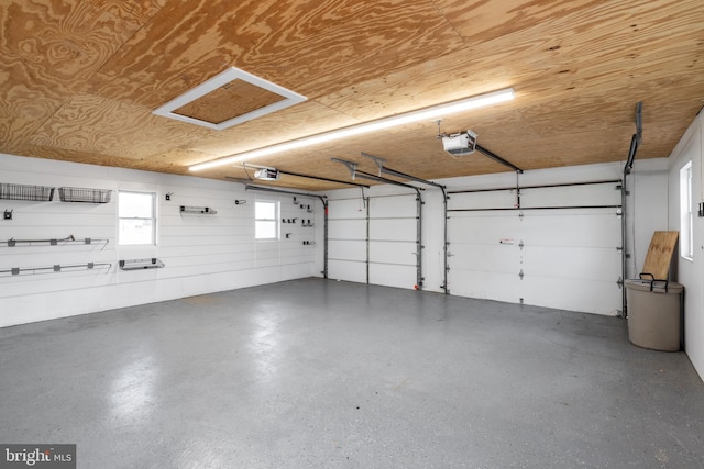 garage with a garage door opener