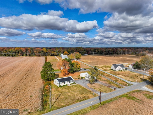 birds eye view of property featuring a rural view