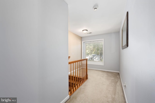 hallway with light carpet