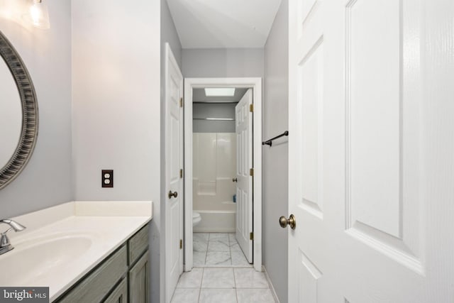 bathroom with vanity, toilet, and walk in shower