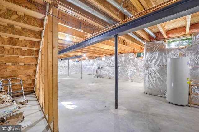 basement with gas water heater