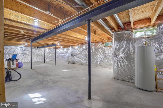 basement featuring water heater