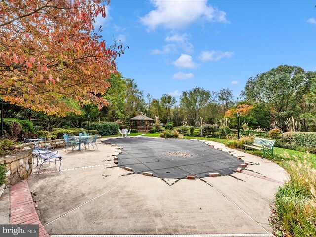 view of swimming pool featuring a patio area