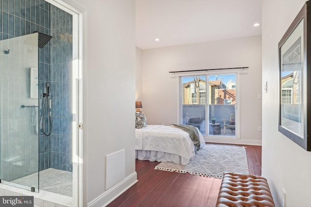 bedroom with wood-type flooring