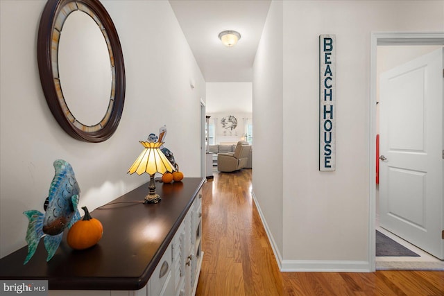 corridor featuring light wood-type flooring